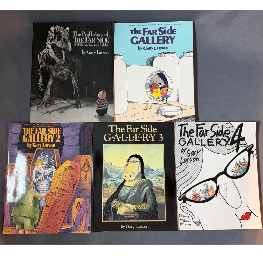 The Far Side Gallery 1 2 3 4 & PreHistory Gary Larson Comic Book Lot of 5
